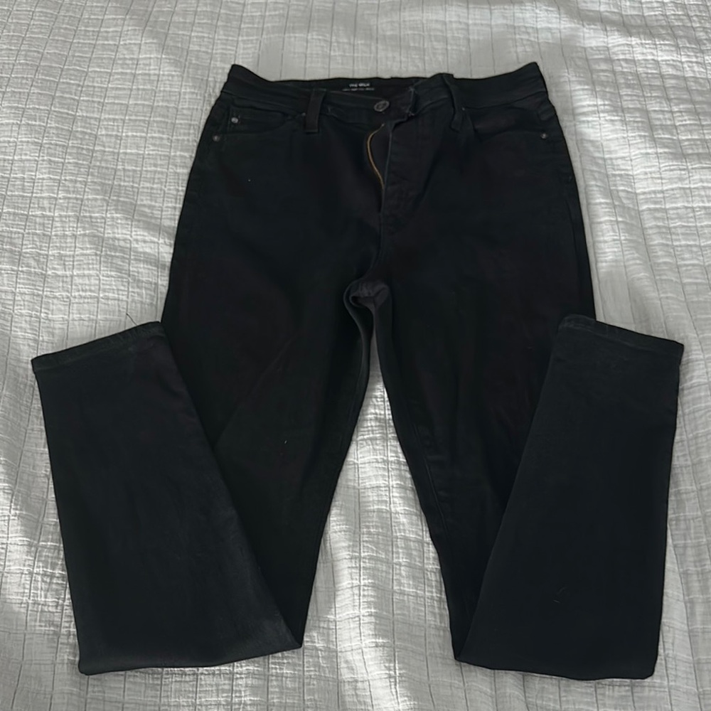 AG Women’s The Mila Super High-Rise Skinny Jeans in Black, size 28R